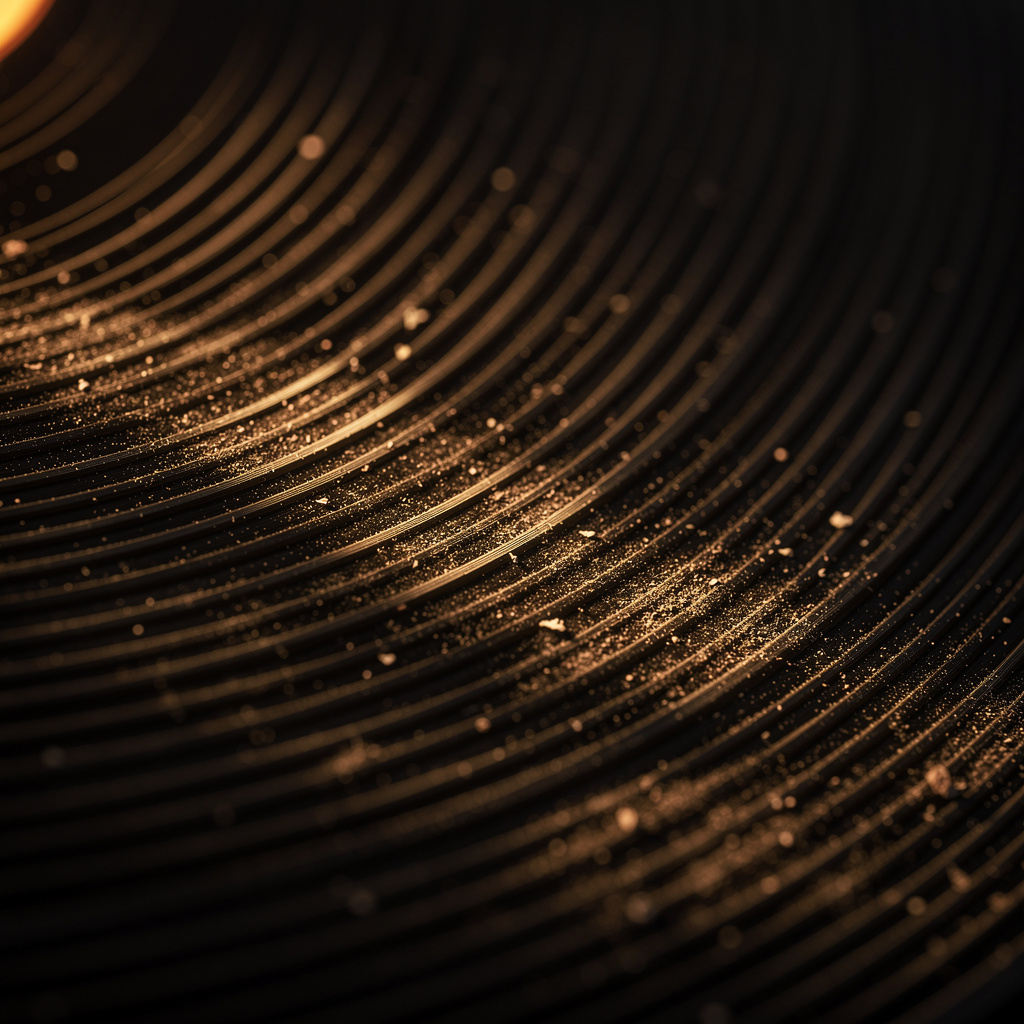 Surco de un vinilo visto al microscopio